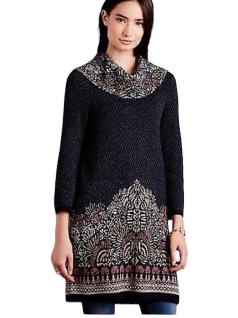 Anthropologie Moth
"Imperial Garden" Cowl Neck Tunic Sweater dress M